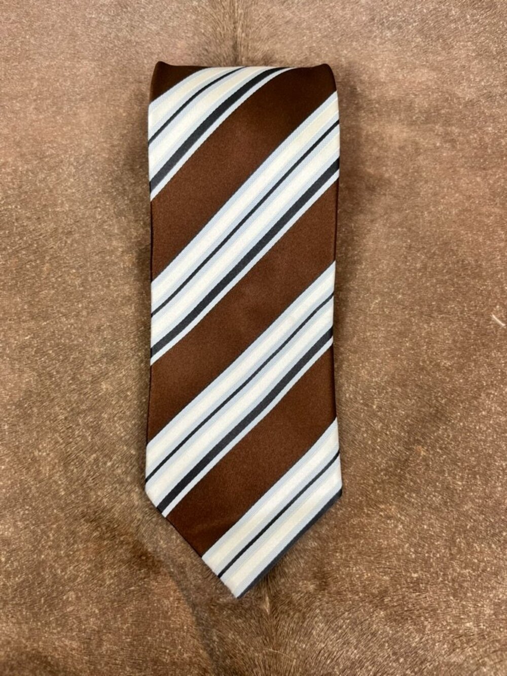 Ermenegildo Zegna Striped Silk Tie Diagonal Made in Italy